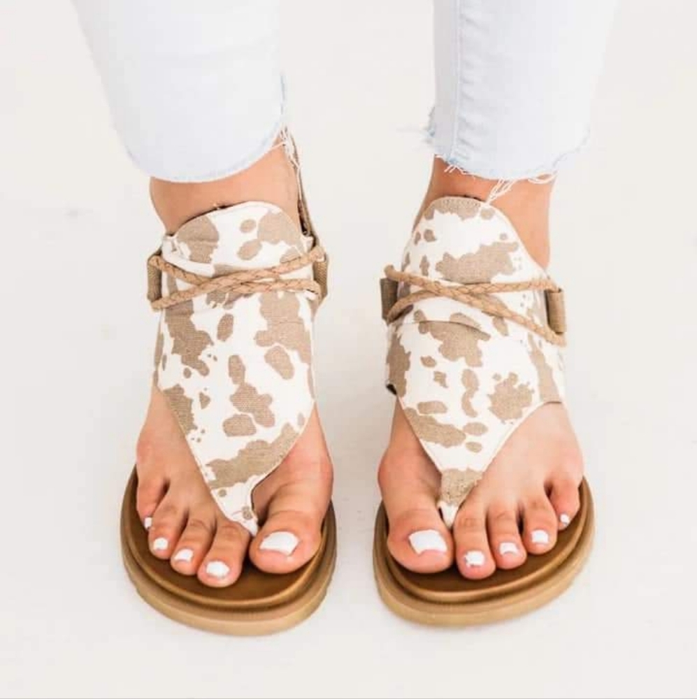 Tan Cowprint Sandal